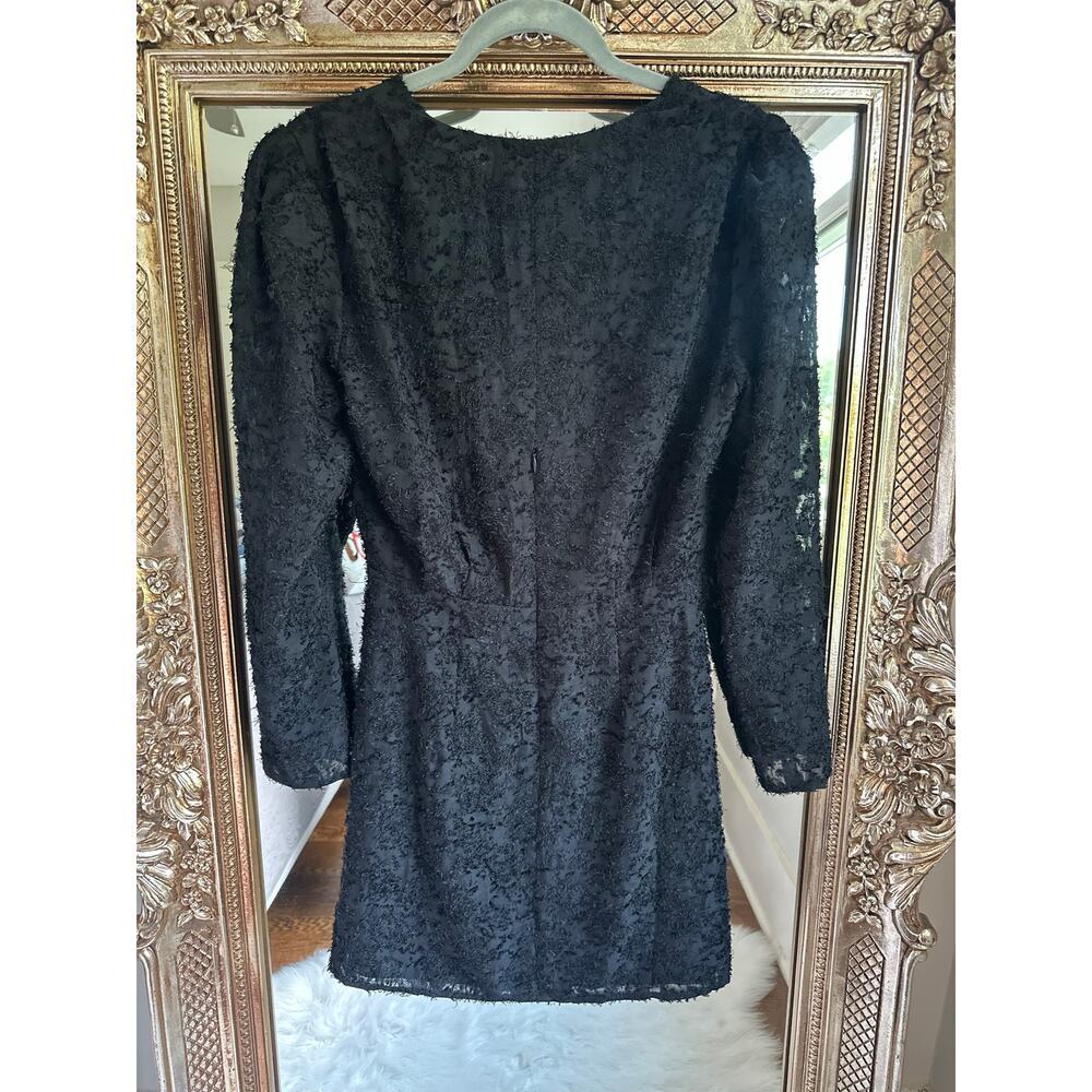 WAYF Rae Ruched Mini Dress Black Eyelash Lace Small NEW NWT - Picture 4 of 6
